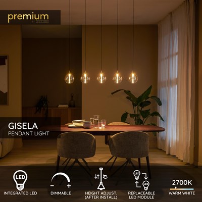 Lucide GISELA - Pendant light - LED Dim. - 5x4W 2700K - With replaceable LED module - Amber - Premium